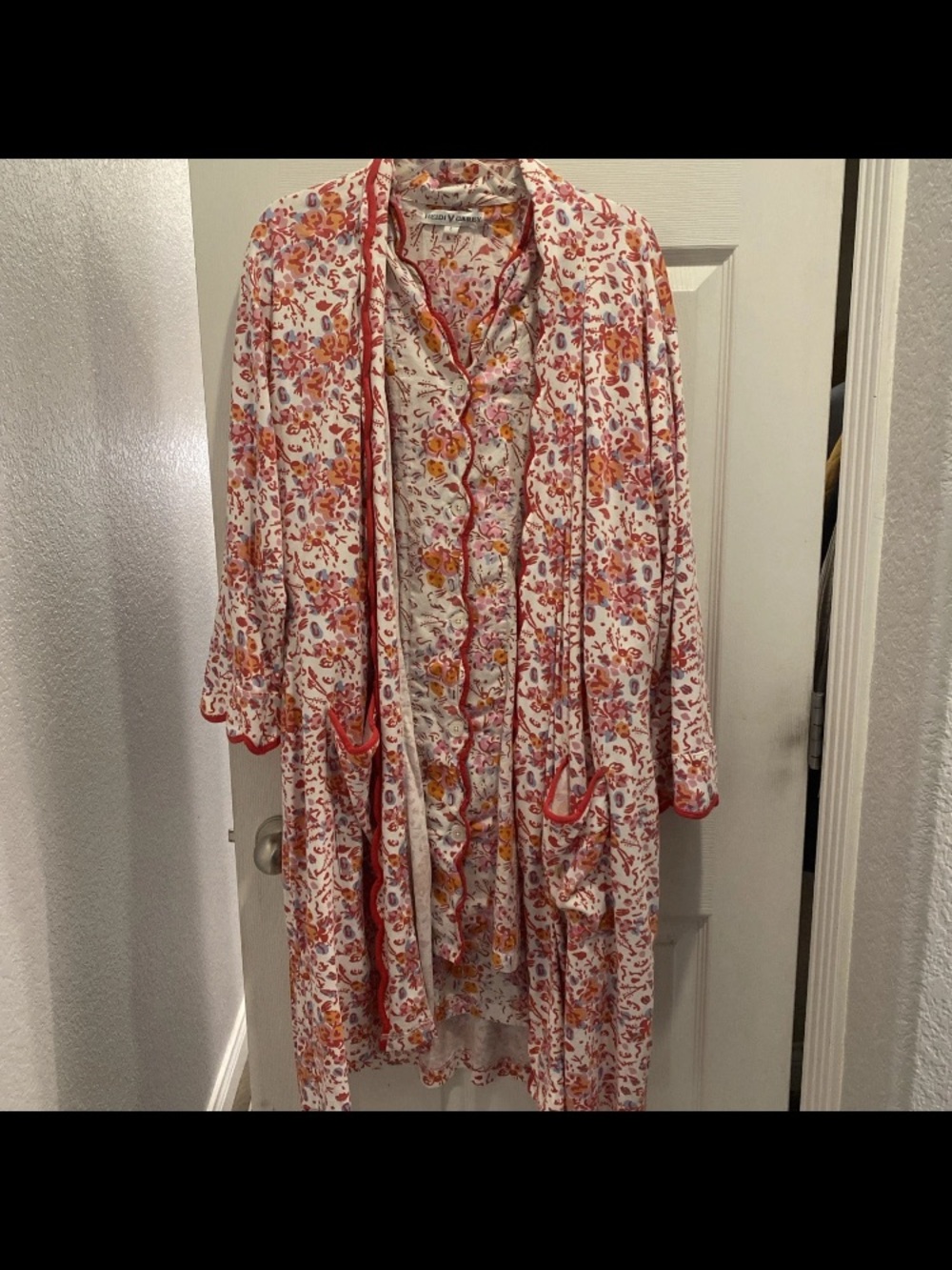 Heidi Carey Filigree Nightshirt & Robe Set Size XL L Pink Floral